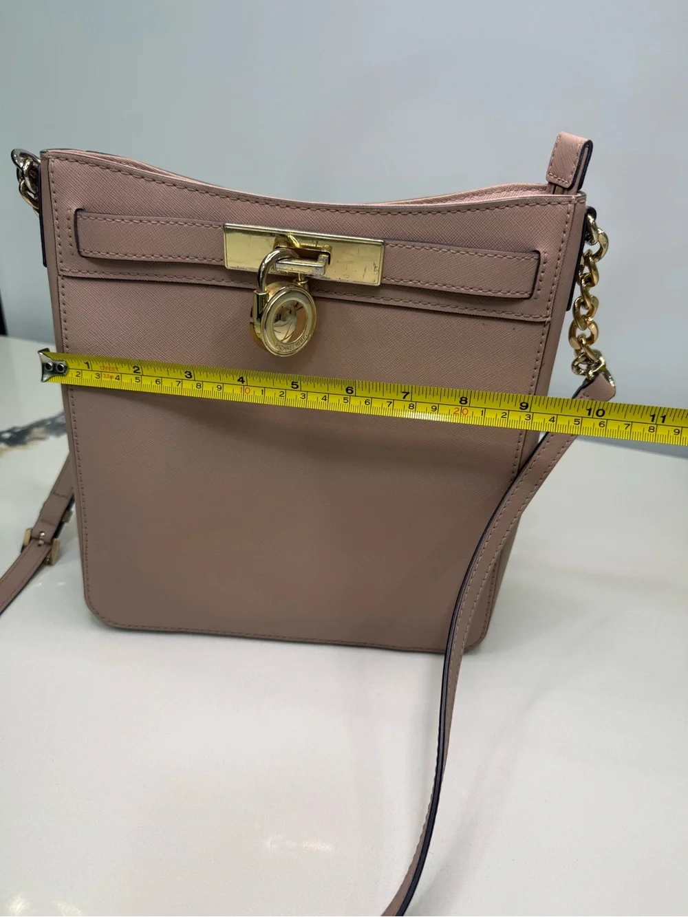 Michael Kors Crossbody Hamilton Traveler Oyster Leather Messenger Bag Purse